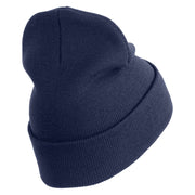 Veterinary Corps Logo Embroidered 12 Inch Solid Knit Cuff Long Beanie Made in USA - Navy OSFM