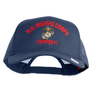 US Marine Corps Semper Fi Embroidered Solid Cotton Twill Mesh Prostyle Cap - Navy OSFM