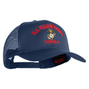 US Marine Corps Semper Fi Embroidered Solid Cotton Twill Mesh Prostyle Cap - Navy OSFM