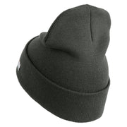 Veterinary Corps Logo Embroidered 12 Inch Solid Knit Cuff Long Beanie Made in USA - Charcoal OSFM