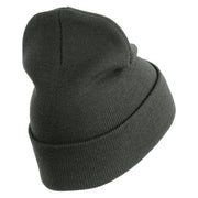 Veterinary Corps Logo Embroidered 12 Inch Solid Knit Cuff Long Beanie Made in USA - Charcoal OSFM