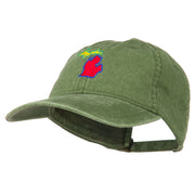 Michigan State Map Embroidered Washed Cotton Cap