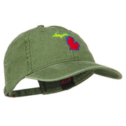 Michigan State Map Embroidered Washed Cotton Cap