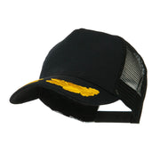 5 Panel Mesh Back Gold Oak Leaves Patch Cap