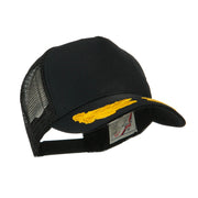 5 Panel Mesh Back Gold Oak Leaves Patch Cap