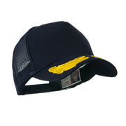 5 Panel Mesh Back Gold Oak Leaves Patch Cap