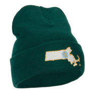 Massachusetts State Flag Map Embroidered Long Beanie