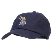 Michigan State Flag Map Embroidered Unstructured Washed Cap