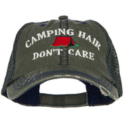 Camping Hair Don't Care with Tent Embroidered Cotton Mesh Cap