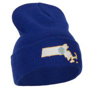 Massachusetts State Flag Map Embroidered Long Beanie