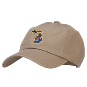 Michigan State Flag Map Embroidered Unstructured Washed Cap