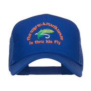 Man Heart His Fly Embroidered Mesh Cap