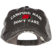 Camping Hair Don't Care with Tent Embroidered Cotton Mesh Cap