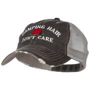 Camping Hair Don't Care with Tent Embroidered Cotton Mesh Cap