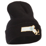 Massachusetts State Flag Map Embroidered Long Beanie