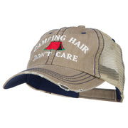 Camping Hair Don't Care with Tent Embroidered Cotton Mesh Cap