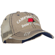 Camping Hair Don't Care with Tent Embroidered Cotton Mesh Cap