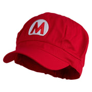 Mario Luigi Wario Waluigi Patched Cotton Elastic Newsboy Cap - Red OSFM