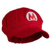 Mario Luigi Wario Waluigi Patched Cotton Elastic Newsboy Cap - Red OSFM