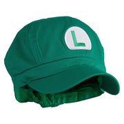 Mario Luigi Wario Waluigi Patched Cotton Elastic Newsboy Cap - Lime OSFM