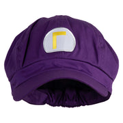 Mario Luigi Wario Waluigi Patched Cotton Elastic Newsboy Cap - Purple OSFM