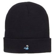 Mini Whale Embroidered Long Beanie