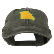 Missouri State Map Embroidered Washed Cotton Cap