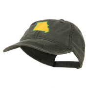 Missouri State Map Embroidered Washed Cotton Cap