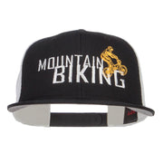 Mountain Biking Embroidered Snapback Mesh Cap