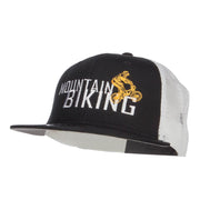 Mountain Biking Embroidered Snapback Mesh Cap