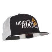 Mountain Biking Embroidered Snapback Mesh Cap