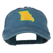 Missouri State Map Embroidered Washed Cotton Cap