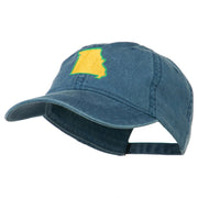 Missouri State Map Embroidered Washed Cotton Cap