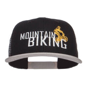 Mountain Biking Embroidered Snapback Mesh Cap