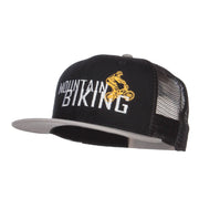 Mountain Biking Embroidered Snapback Mesh Cap