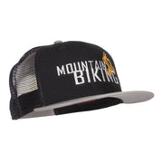 Mountain Biking Embroidered Snapback Mesh Cap