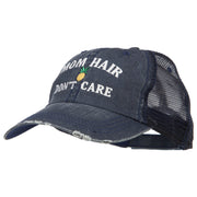 Mom Hair Don't Care Embroidered Cotton Mesh Cap