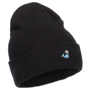 Mini Whale Embroidered Long Beanie