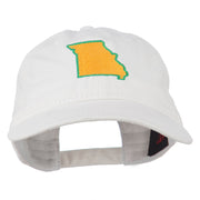 Missouri State Map Embroidered Washed Cotton Cap