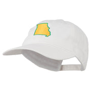 Missouri State Map Embroidered Washed Cotton Cap