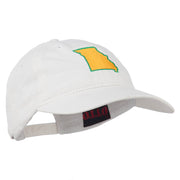 Missouri State Map Embroidered Washed Cotton Cap