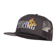 Mountain Biking Embroidered Snapback Mesh Cap