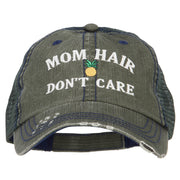 Mom Hair Don't Care Embroidered Cotton Mesh Cap