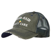 Mom Hair Don't Care Embroidered Cotton Mesh Cap