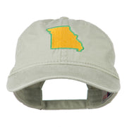 Missouri State Map Embroidered Washed Cotton Cap