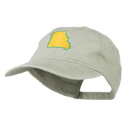 Missouri State Map Embroidered Washed Cotton Cap