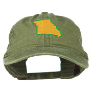 Missouri State Map Embroidered Washed Cotton Cap