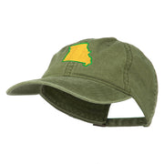 Missouri State Map Embroidered Washed Cotton Cap