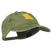 Missouri State Map Embroidered Washed Cotton Cap