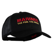 Marines The Few The Proud Embroidered Solid Cotton Twill Mesh Prostyle Cap - Black OSFM